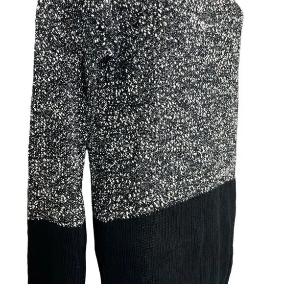 French Connection Women's 100% Cotton Tweed Long Line Gray Black Sweater sz M - Picture 6 of 12